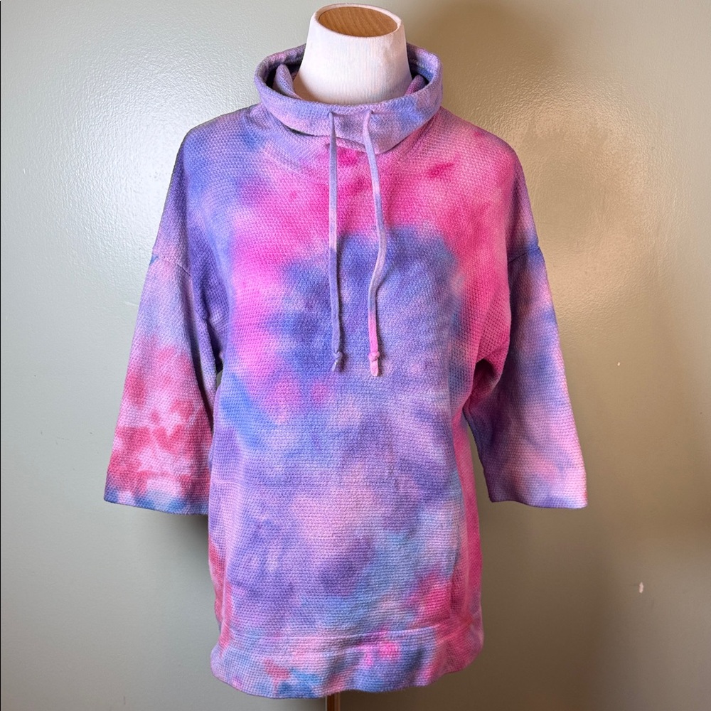 Tie-Dye turtle neck sweatshirt with Drawstrings